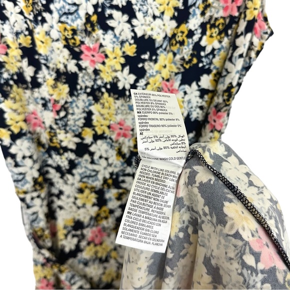 CHARTER CLUB | Navy White Yellow Sleeveless Floral Belted A-Line Midi Dress XS - Picture 13 of 15